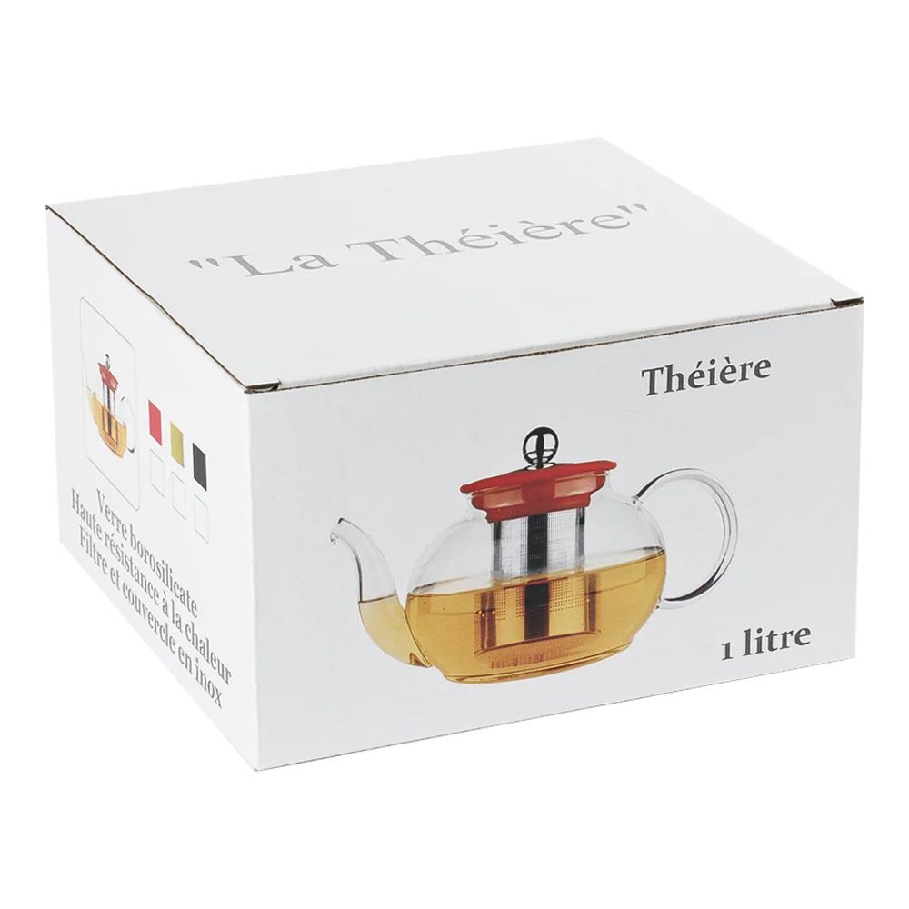 Théière 1 l en borosilicate décor noir Table passion
