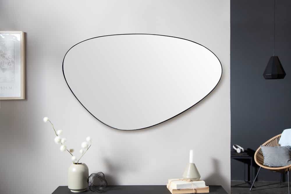 Moderner Wandspiegel NOEMI 90cm schwarz asymmetrisches Design