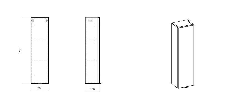 Comad Capri White 830B FSC kolomkast 75cm wit