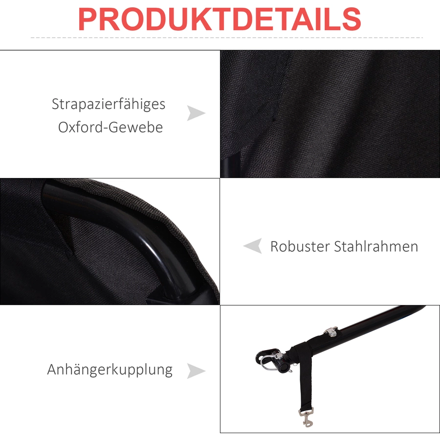HOMCOM Transportanhänger fürs Fahrrad rot, schwarz