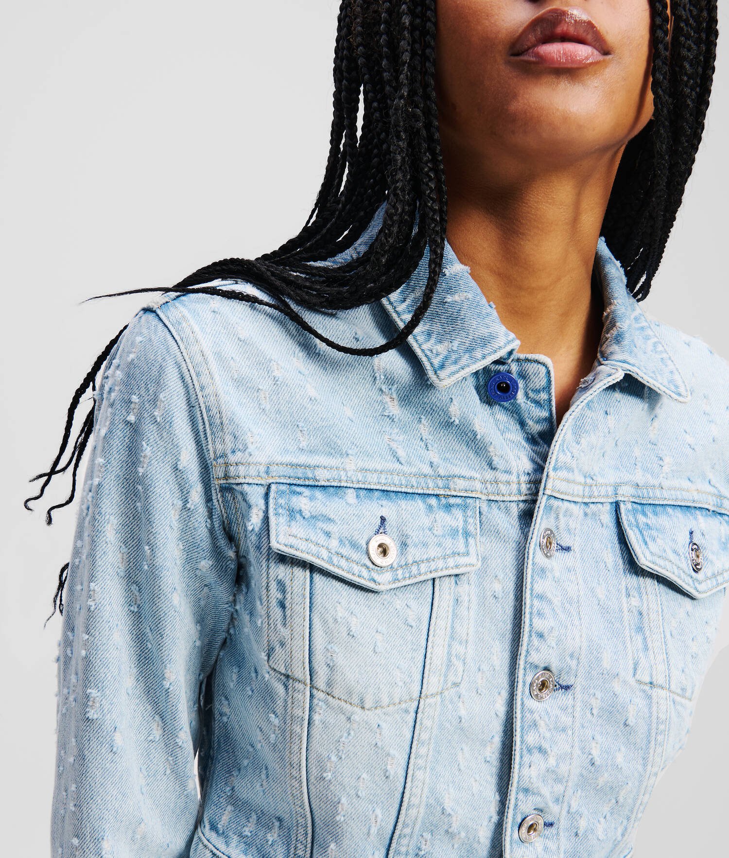 VESTE EN DENIM BOUCLÉ - Boucle bleue lavée