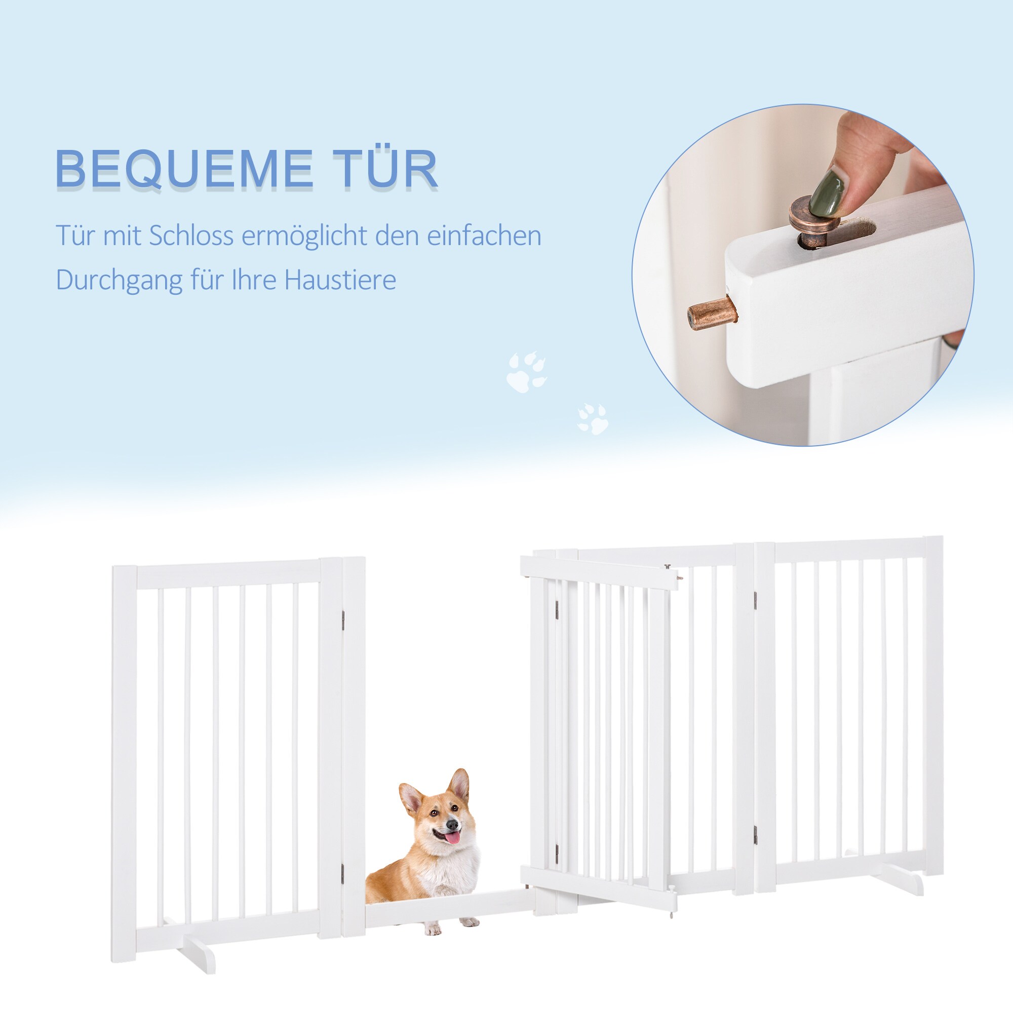 PawHut Türschutzgitter klappbar weiß 220 x 36 x 91 cm(LxBxH)