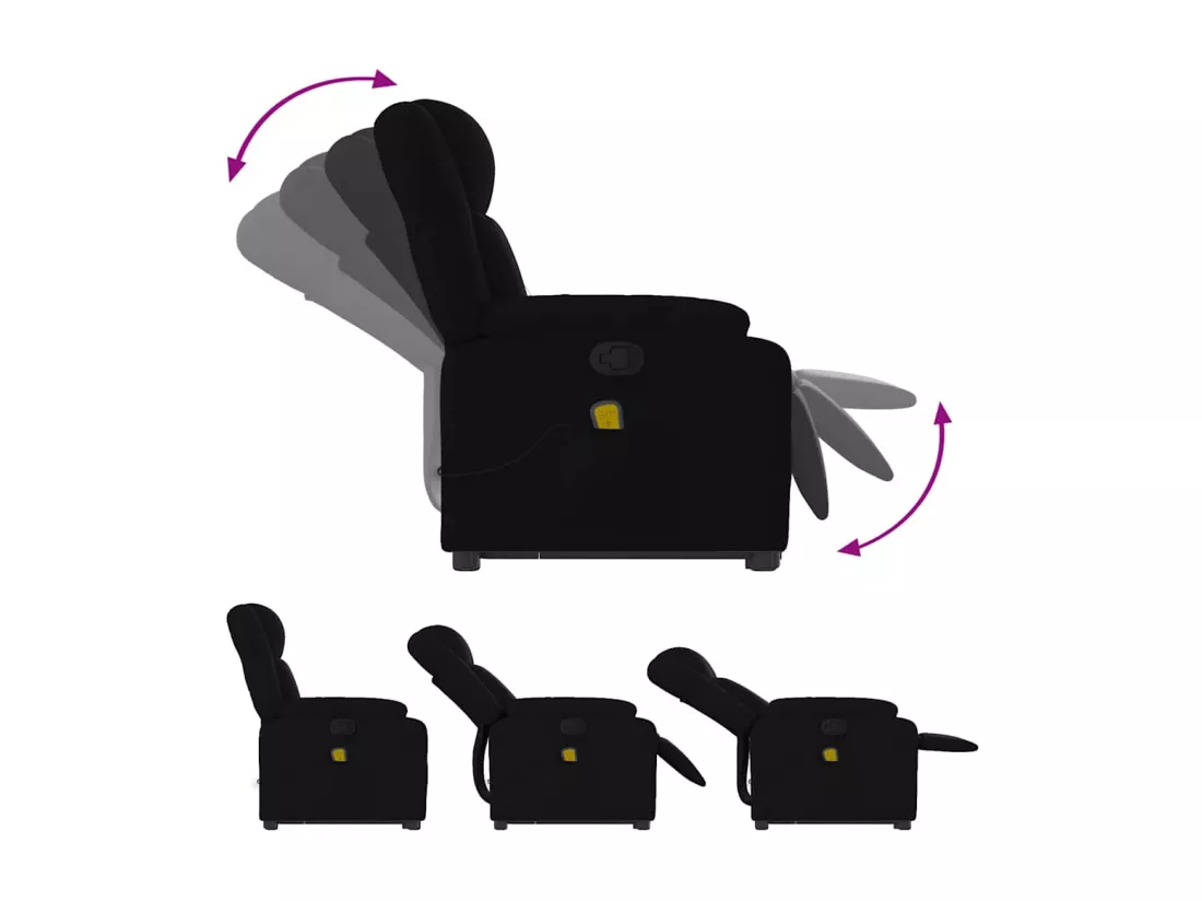 Fauteuil massant inclinable Noir Tissu