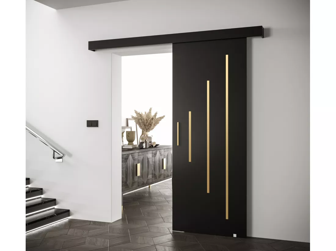Portes coulissantes Salwador Y 80x204 cm (Noir / Noir / Or)