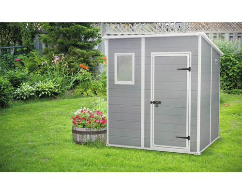 Keter Manor Pent 6x6 tuinhuis inclusief vloer, 183,5 x 183 cm, grijs