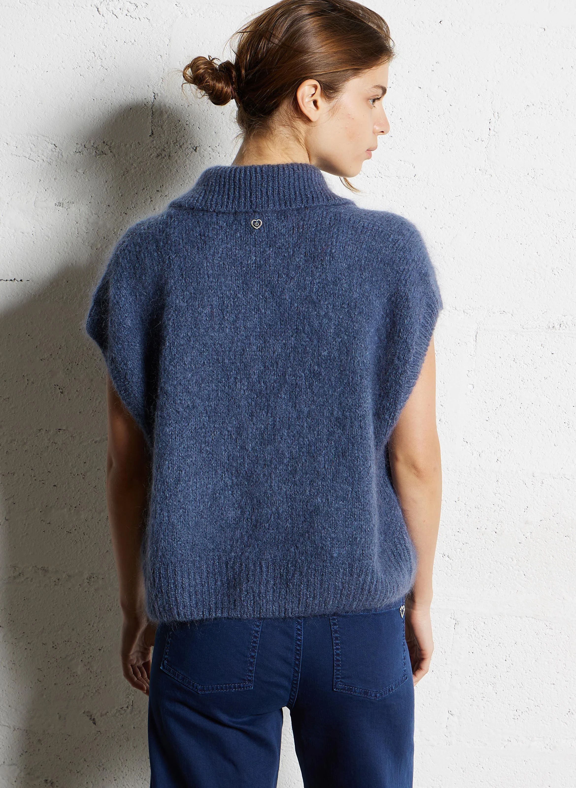 Gilet col classique ample | Bleu