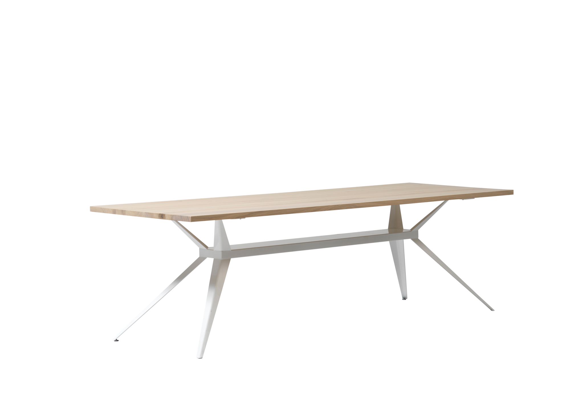 Loods 5 Design tafel Eagle 240x90 cm, eiken honing, rechte rand, wit zijdeglans onderstel