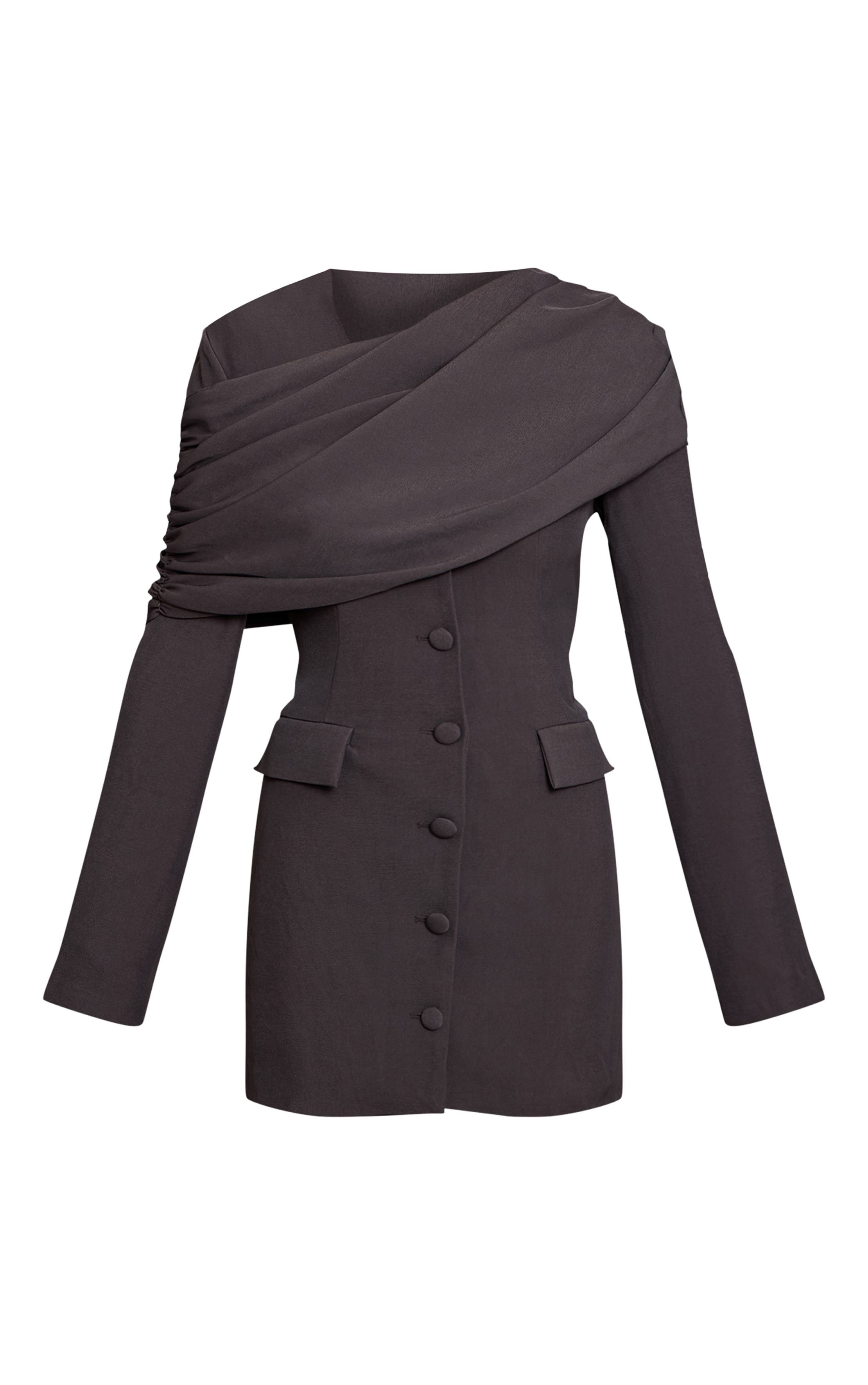 Gris Robe Blazer Cintrée Avec Détail Ceinture Drapée