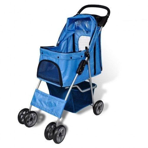 Carrinho de bebê azul para animais de estimação