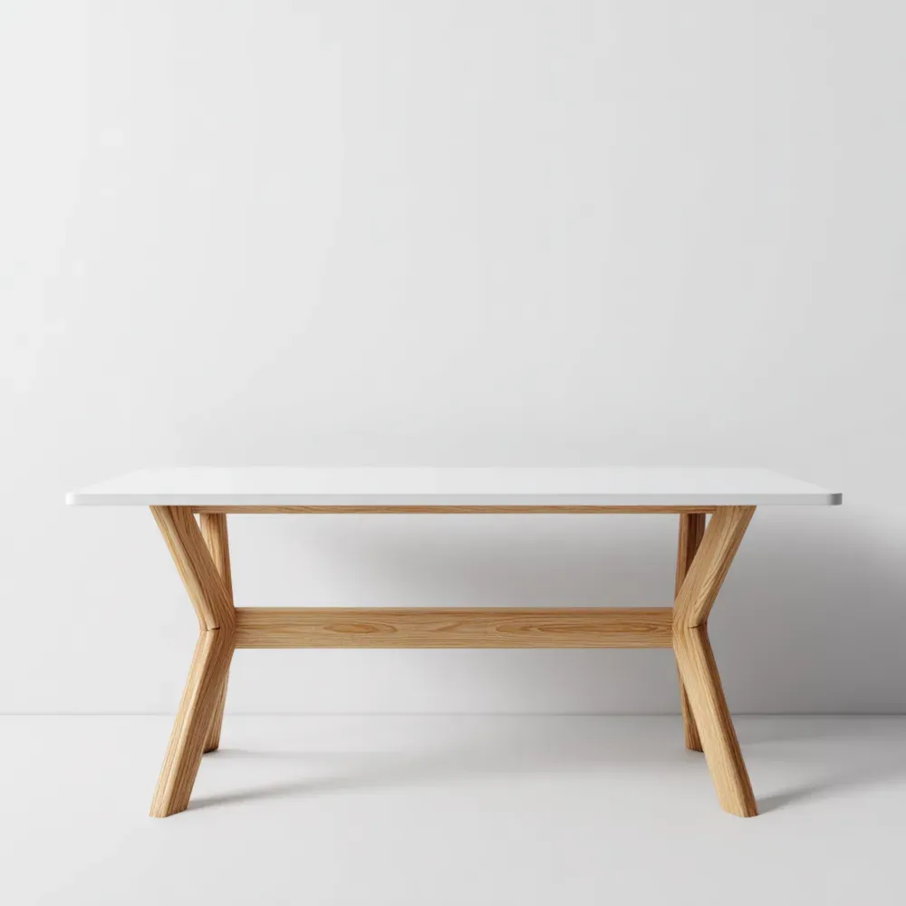 Esstisch 180x90x75 cm - Weiß/Holz - Skandinavisches Design