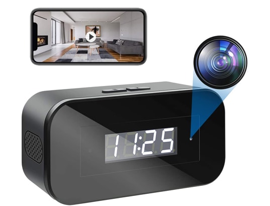 YONIS - Réveil caméra espion wifi 1080p surveillance nocturne et dét...