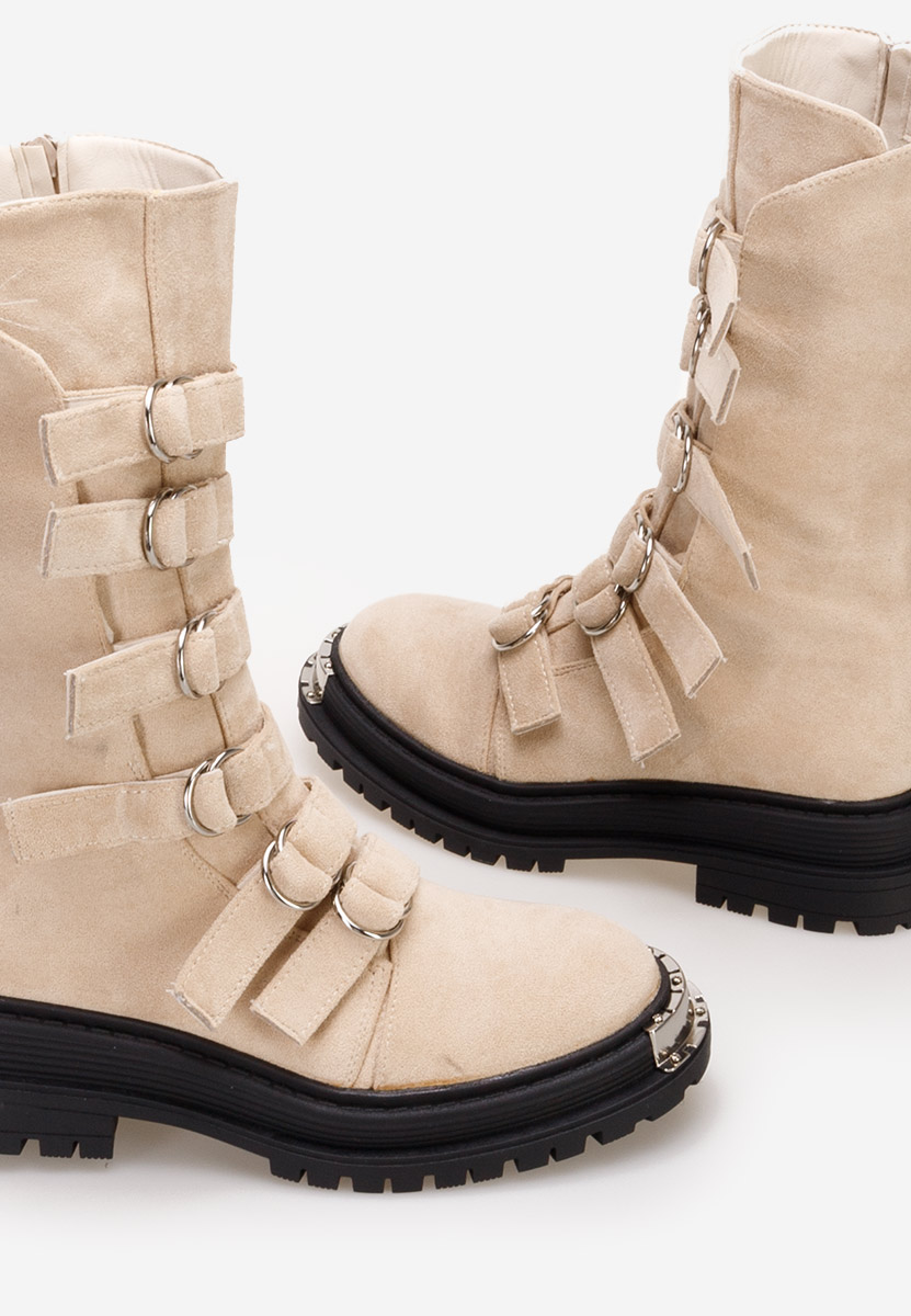 Bottes hautes à lacets beige Lunia