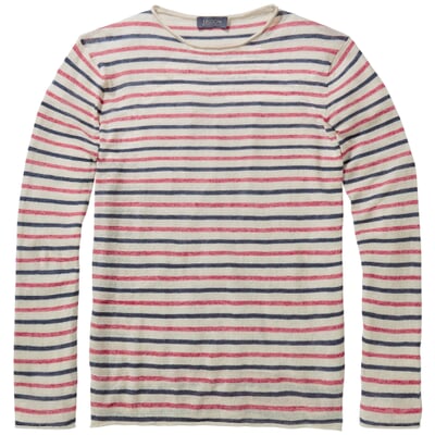 Herren-Strickpulli, Beige-Rot-Blau