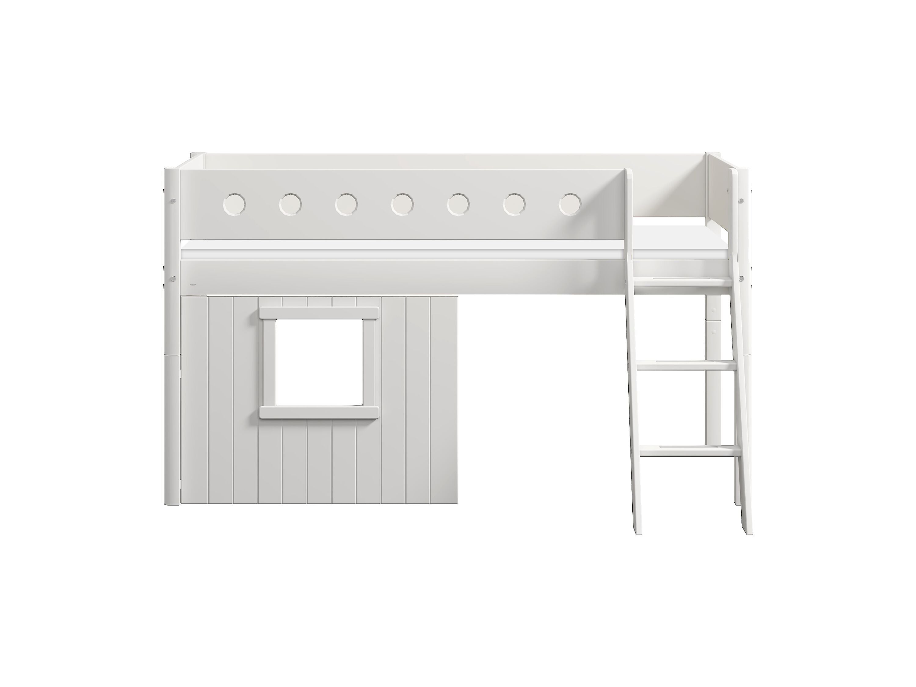 Flexa WHITE Halbhochbett mit Baumhaus - Weiss / B: 109.0 cm x T: 210.0 cm x H: 120.0 cm