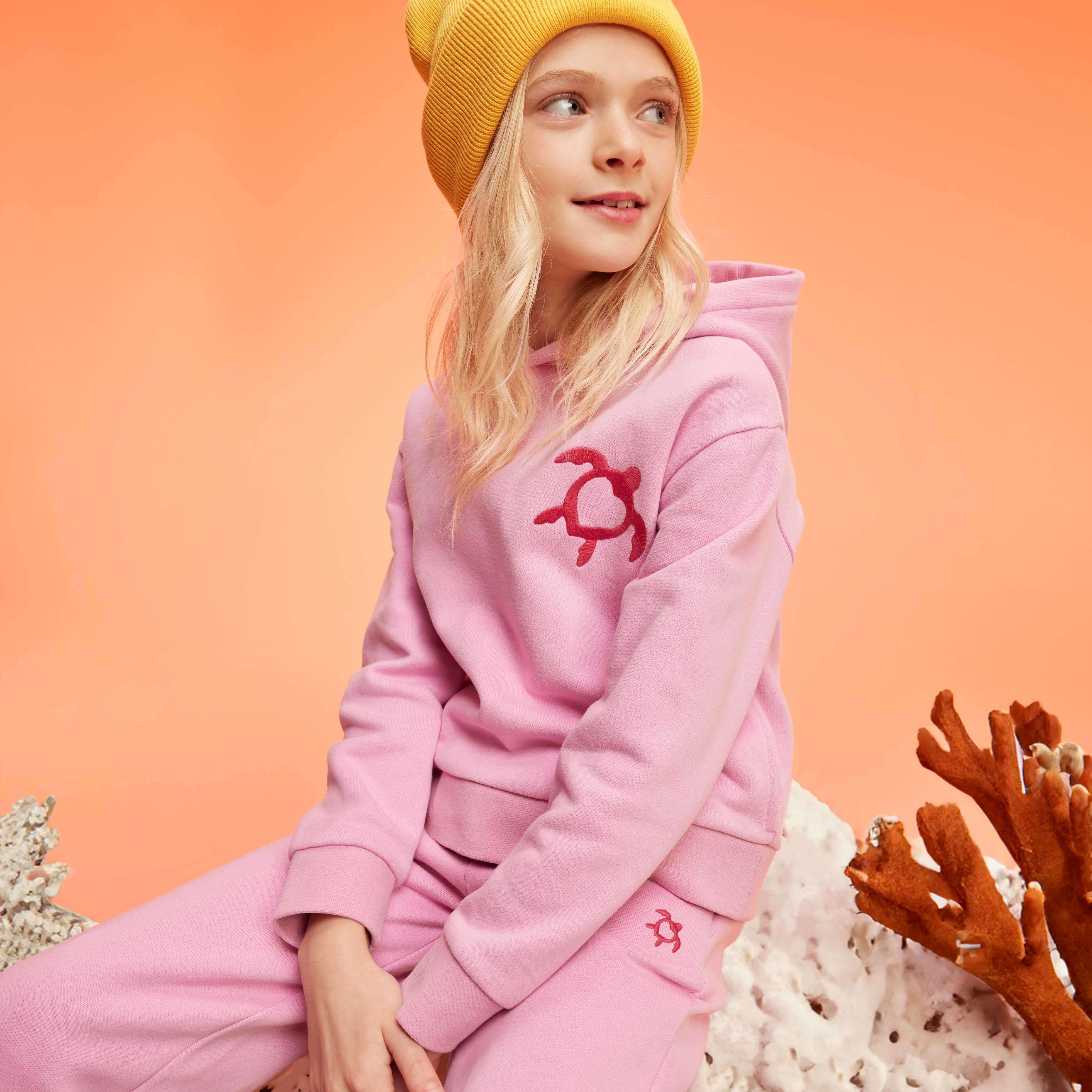 Sweat à Capuche Fille en Coton Organique Turtle Heart Tahiti