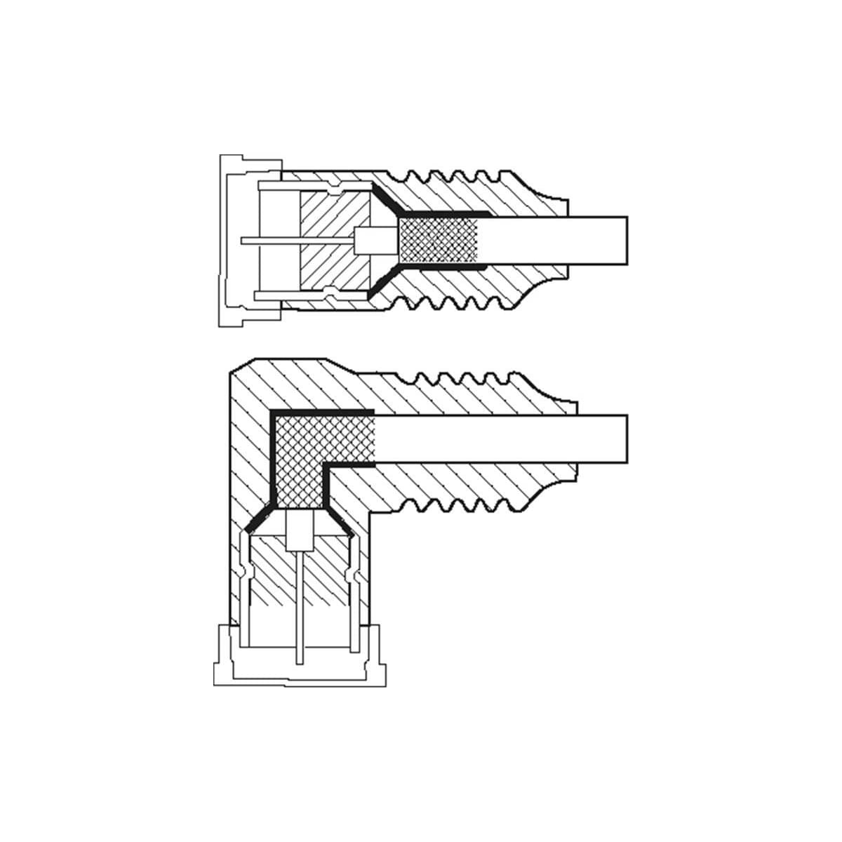 Vinklet SAT -antennekabel (80 dB), 2x skjermet
