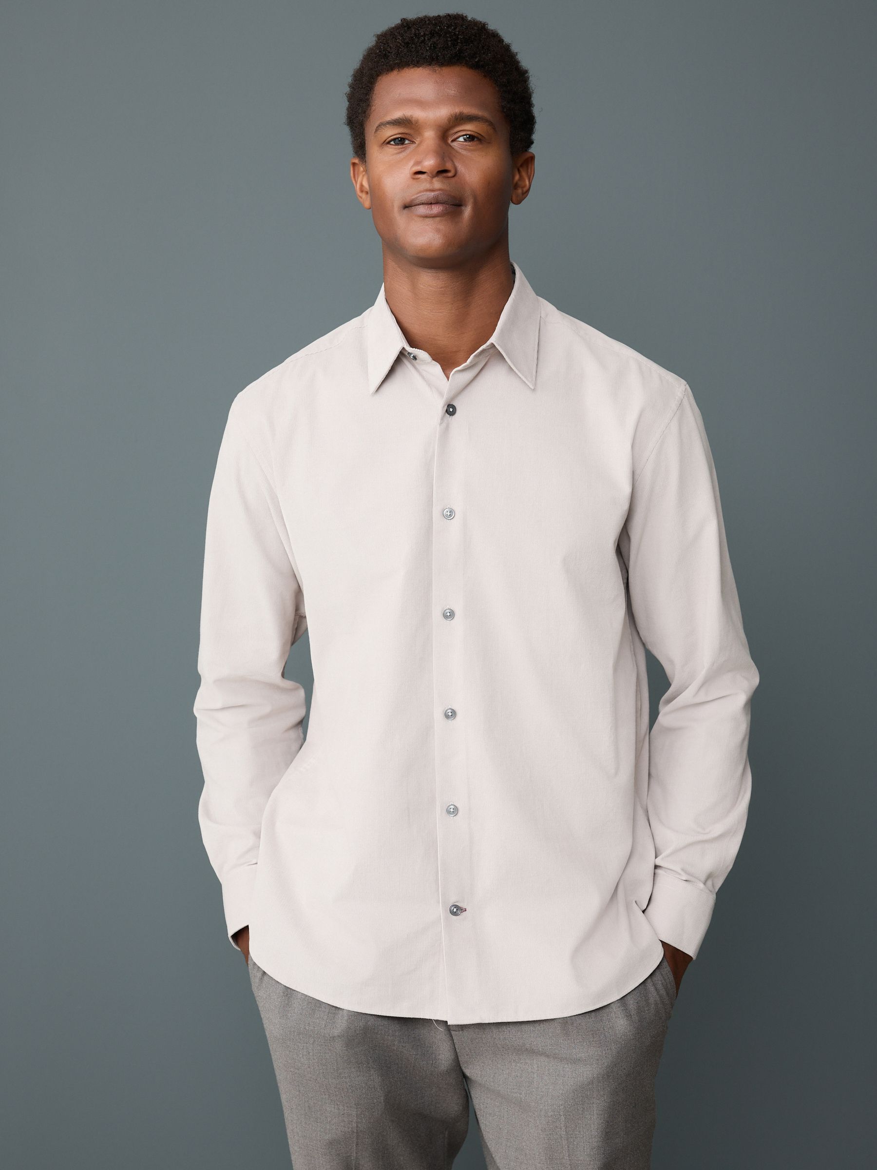 Naturel bruin - Corduroy overhemd met lange mouwen