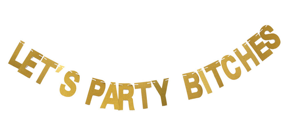 Let's Party Girlande Party Dekoration Funny Junggesellinnenabschied Accessoire - Gold