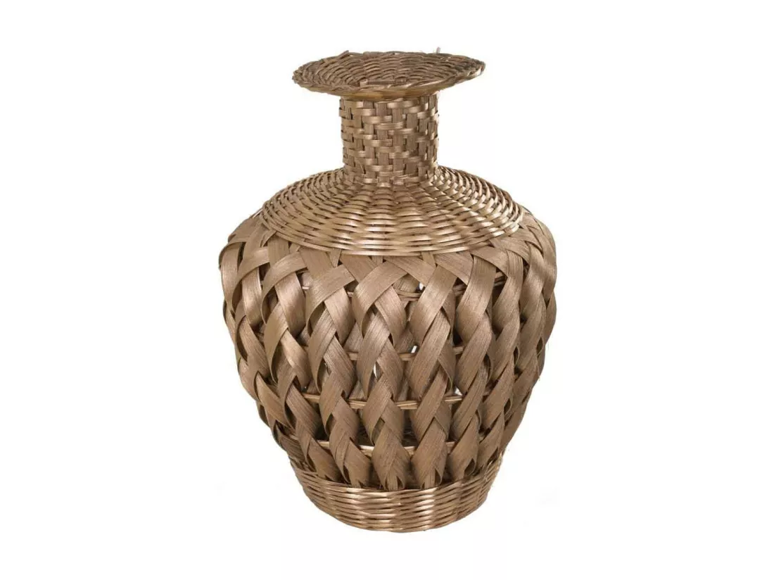 Vase en bambou laqué doré 15x26x36h