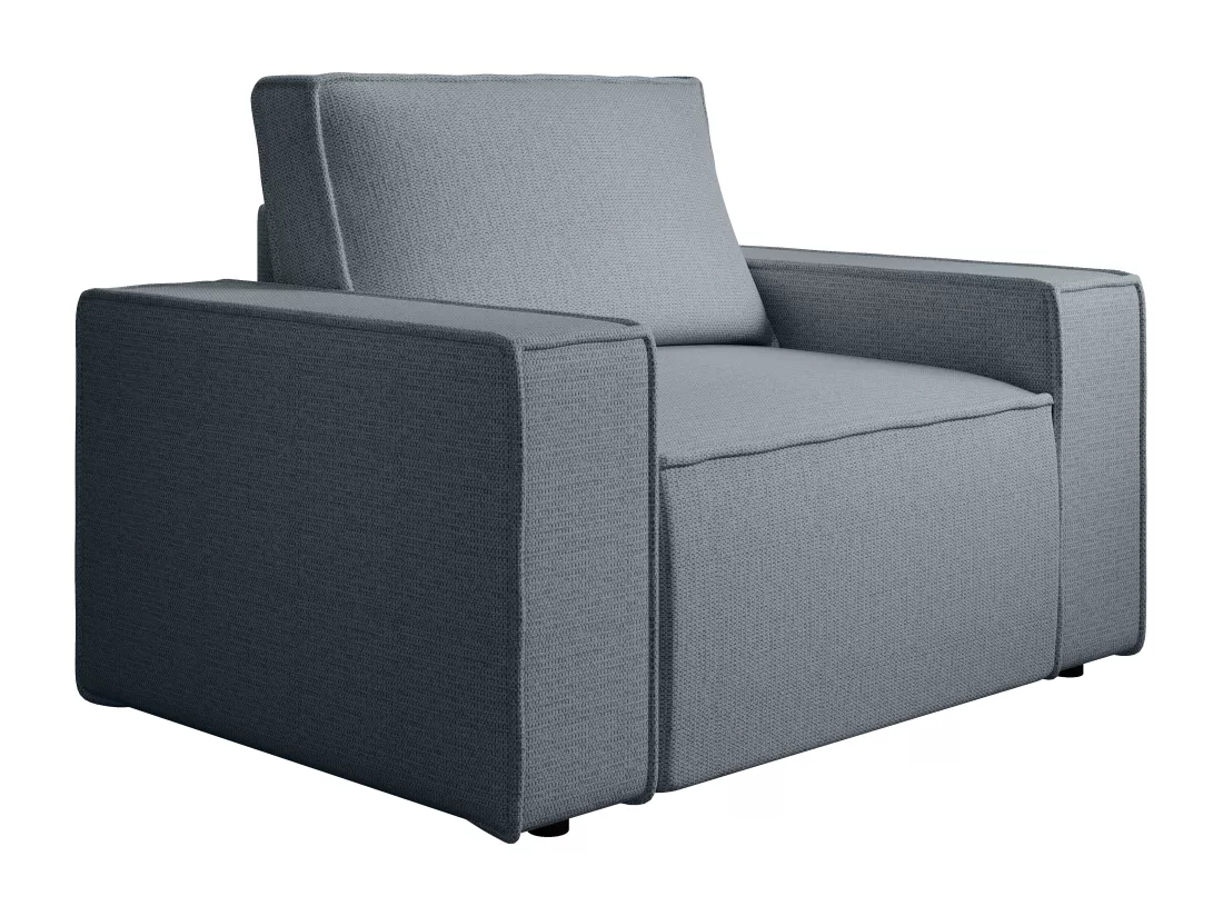 Fauteuil en tissu texturé bleu AMELIA