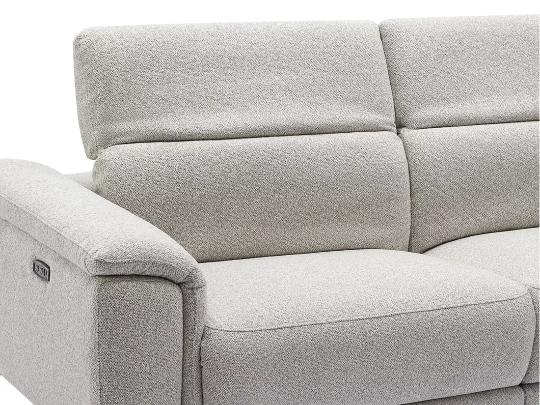 Canapé 3 places relax électrique en tissu texturé gris clair BOSDALO