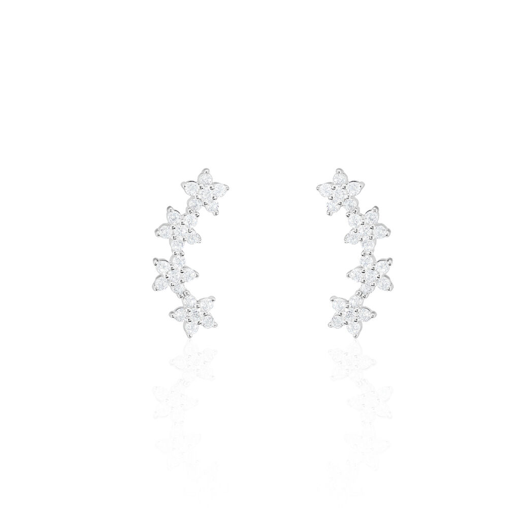 Boucles D'oreilles Grimpantes Sohalia Argent Blanc Oxyde De Zirconium