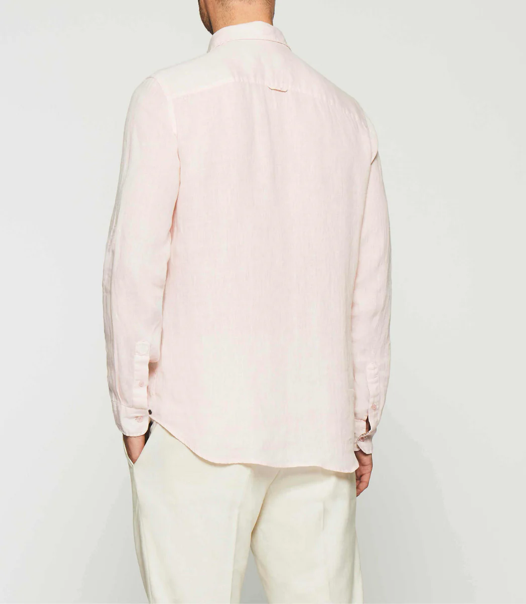 Chemise unie en lin rose KISS