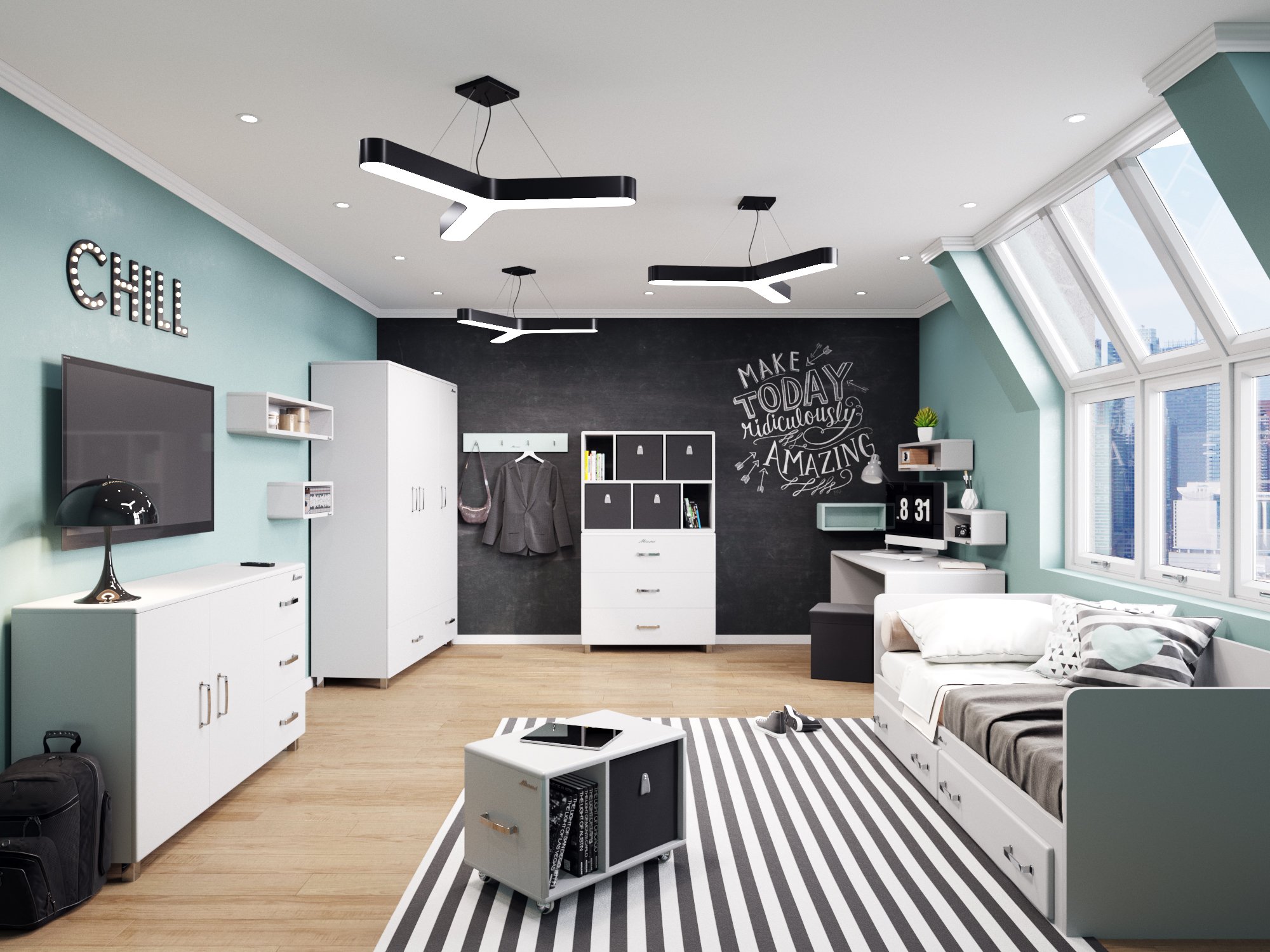 Miami Nachttisch zum einhängen in Jugendbett, Metallic Lackierung, chromfarbenes Logo aus hochwertigem Autoschriftzug, Grau Matt