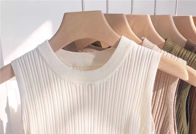LINSI - Tanktop met ronde hals en geribbelde boorden