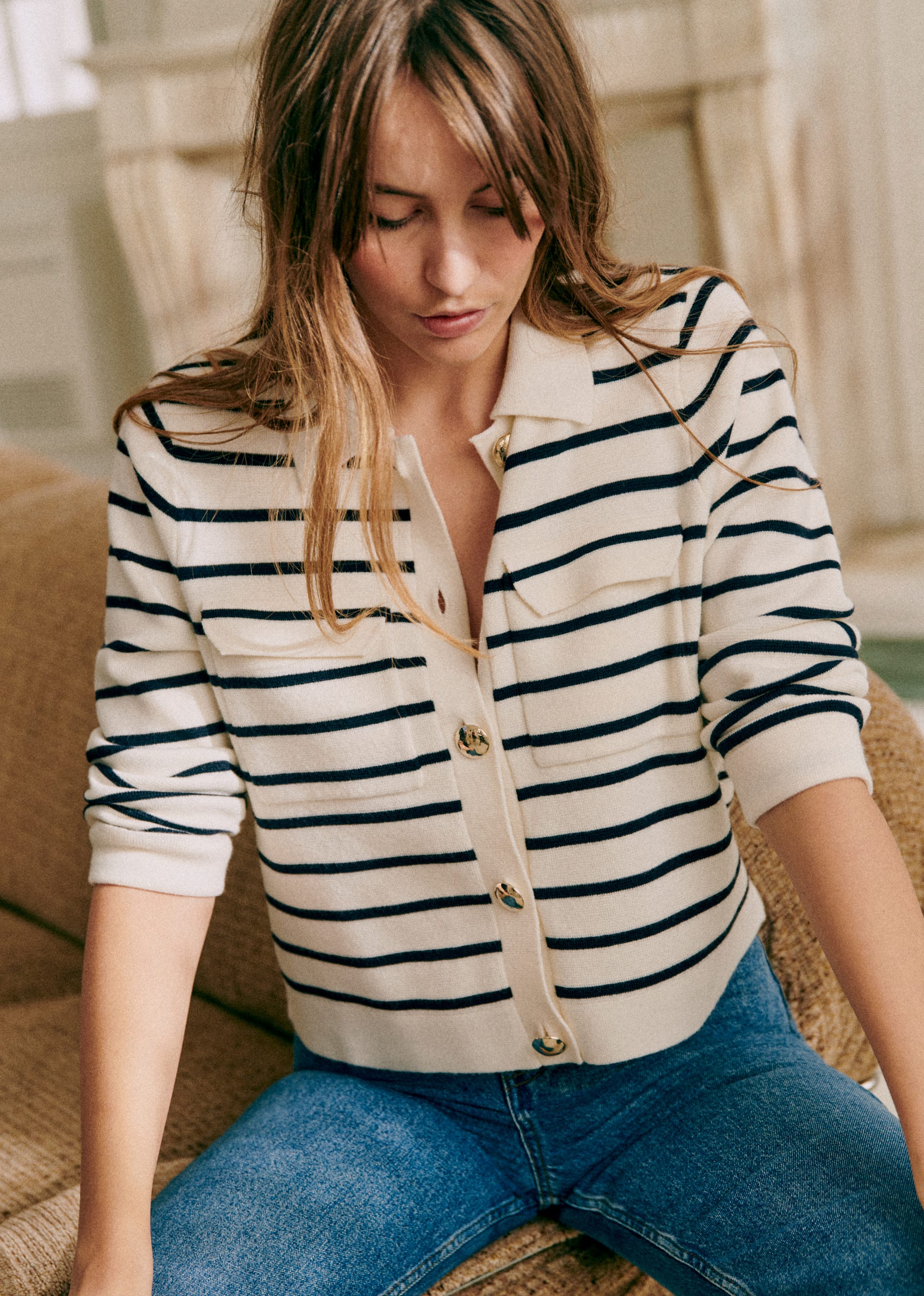 Gilet Betty - Ecru / Marine - E-SHOP/MAILLE 5905454