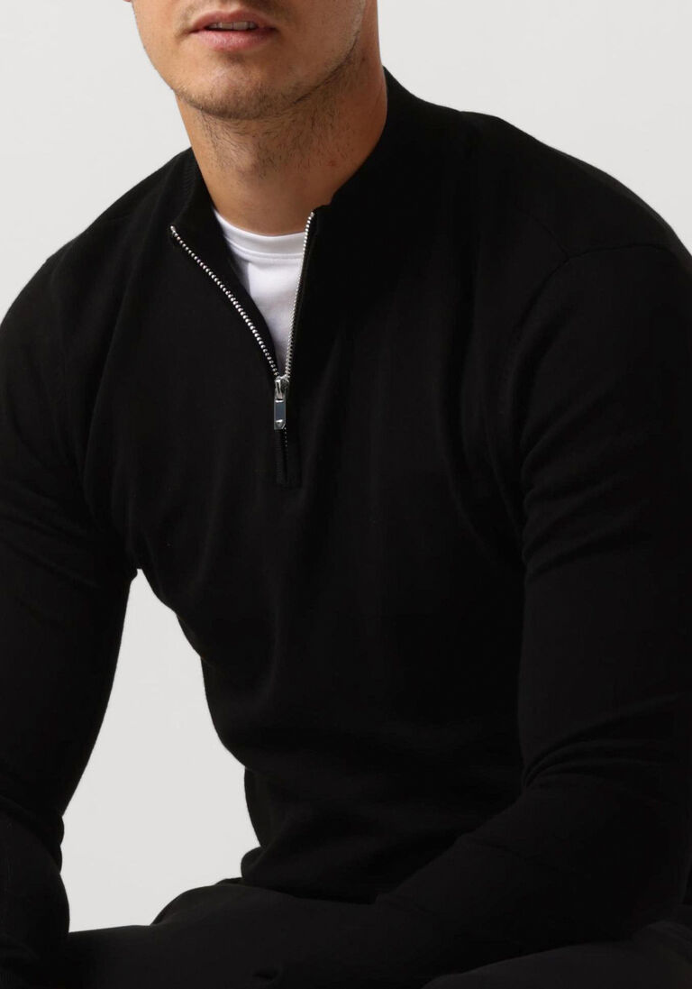PUREWHITE zwarte purewhite trui essential knit half zip ls