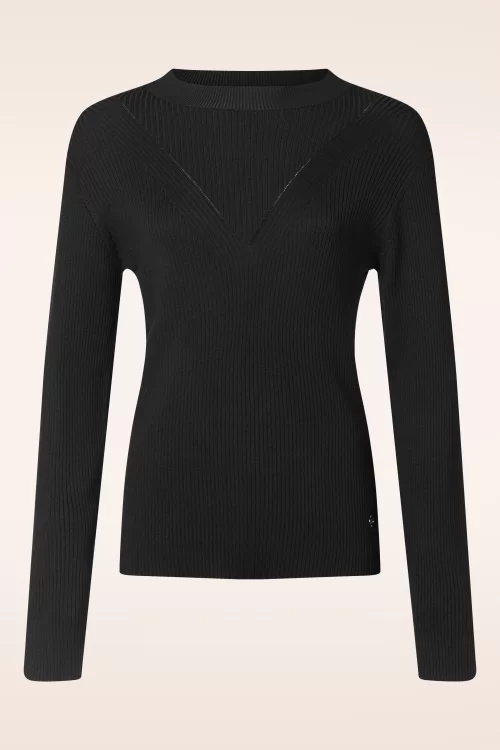 Smashed Lemon Stacey gebreide top in zwart