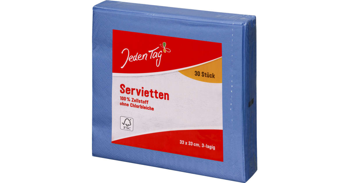 Jeden Tag Servietten Jeansblau 33x 33 cm 3-lagig