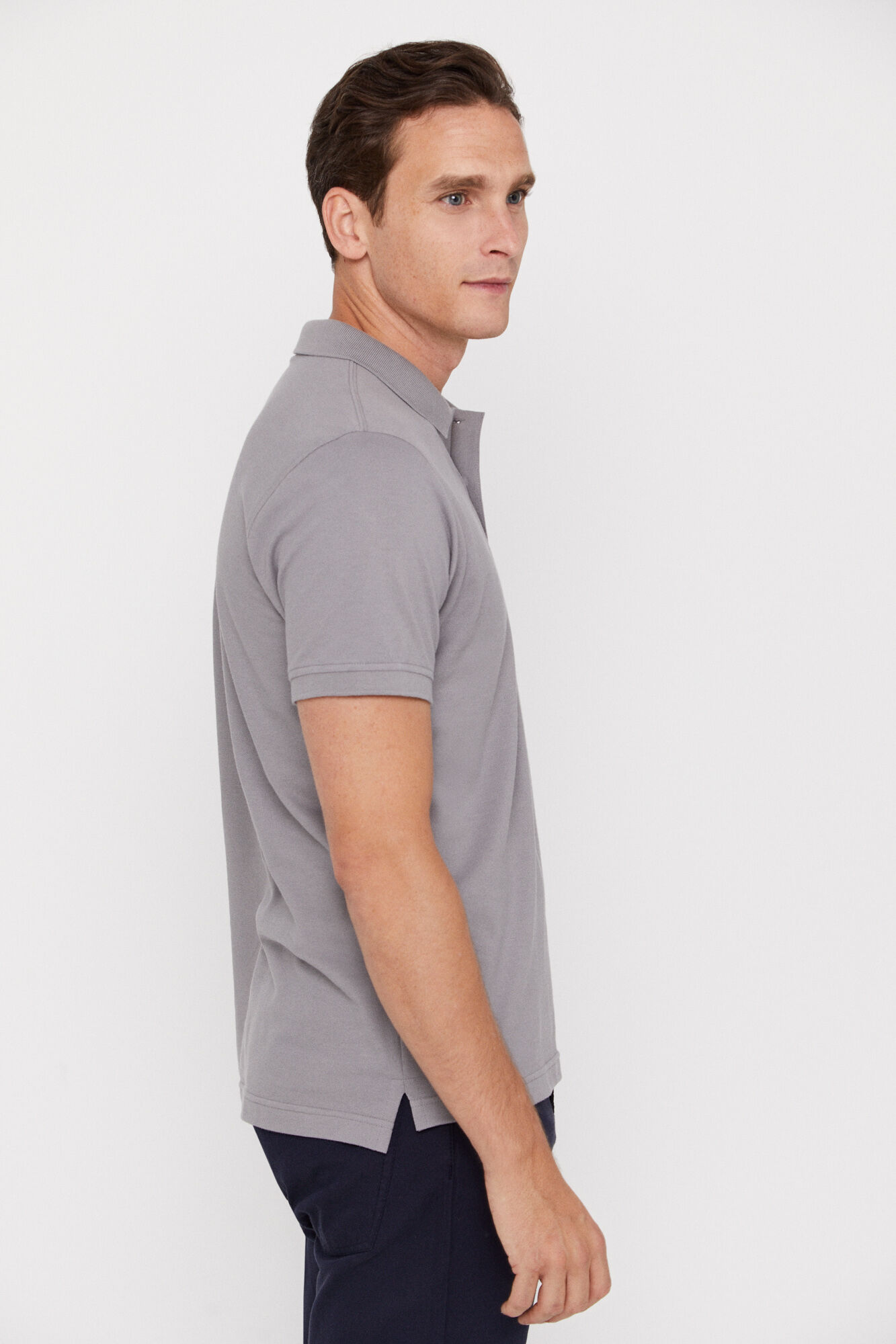 Camisa polo com logotipo - Cinza