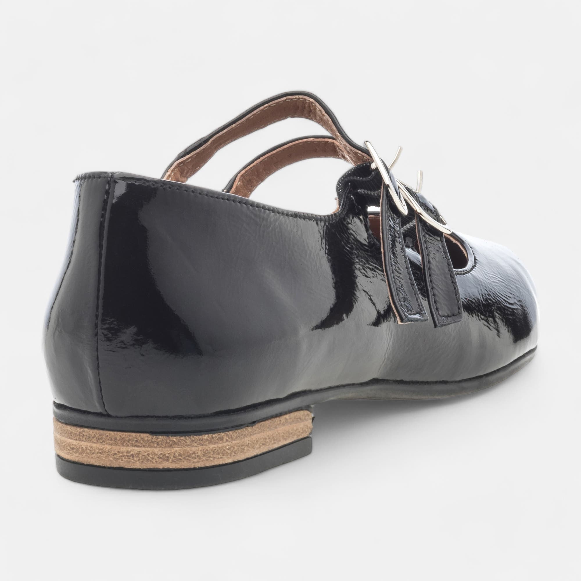Ballerines Femme en cuir noir vernis