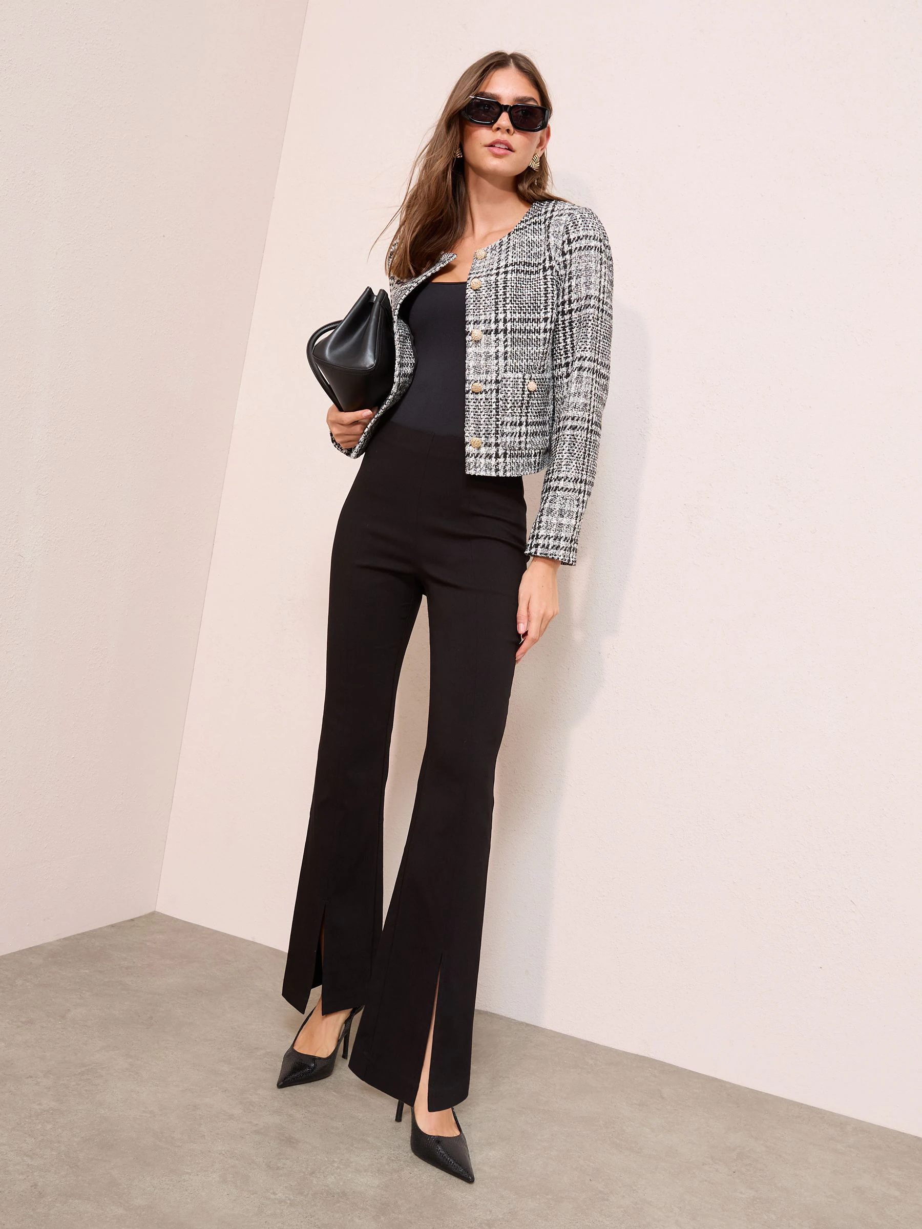 Friends Like These Sculpting Stretch Split Flare Trousers