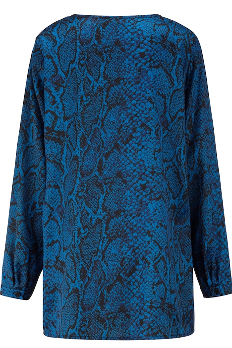 Tunika, farbiger Animalprint, V-Ausschnitt, Langarm