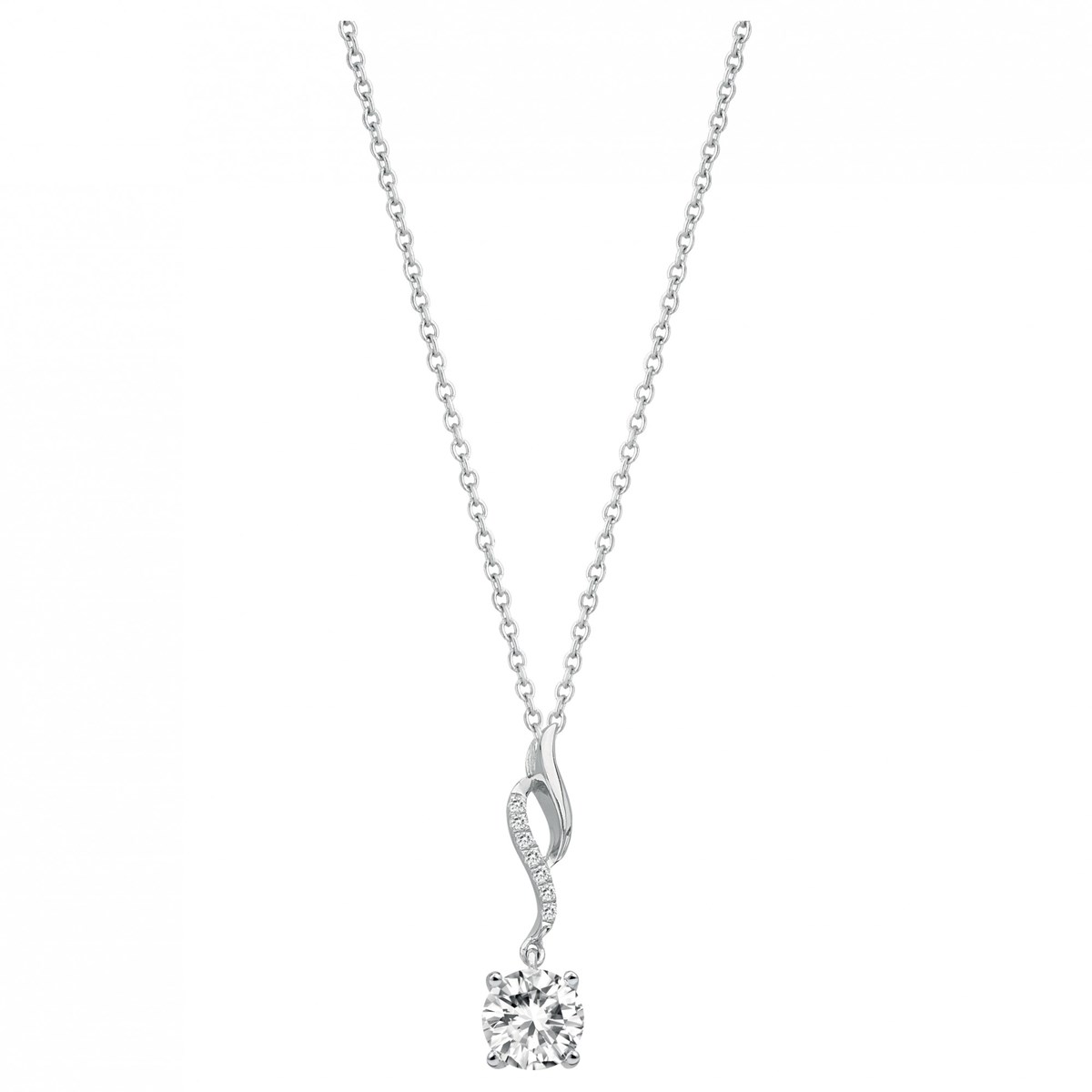 Collier mono-motif en Argent avec oxyde de zirconium blanc