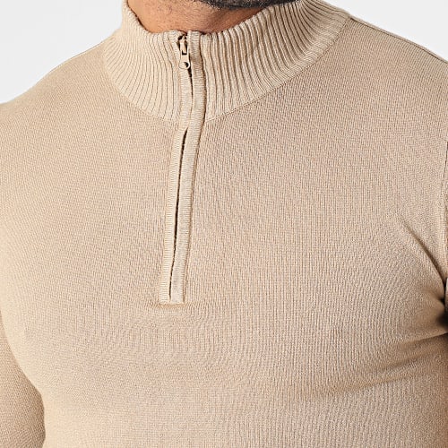 Pull Col Zippé ZW026 Camel Clair