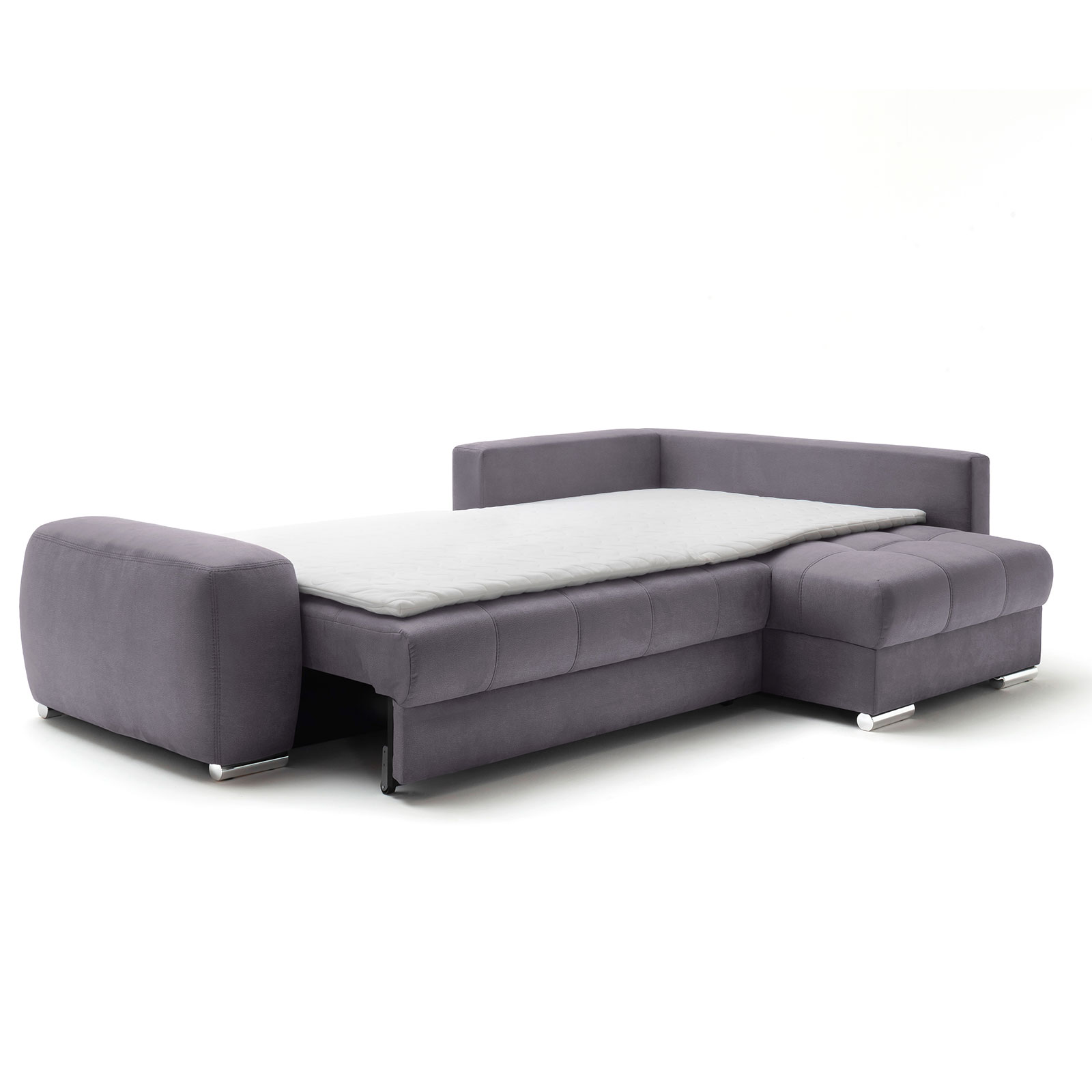 Ecksofa - grau - Boxspringfederung - Dauerschläfer - Chromfüße