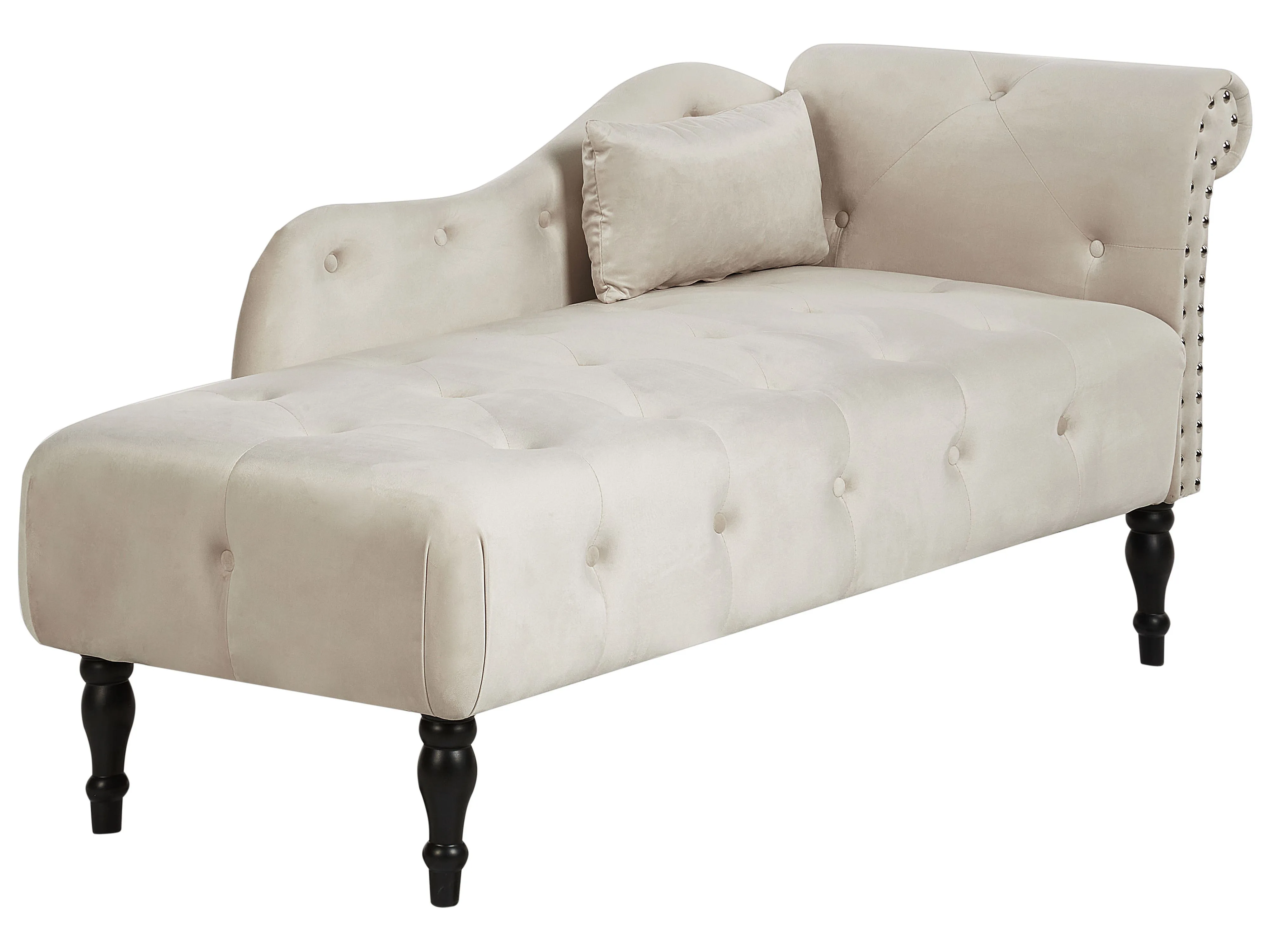 Rechtszijdige chaise longue IVRY Fluweel Lichtbeige