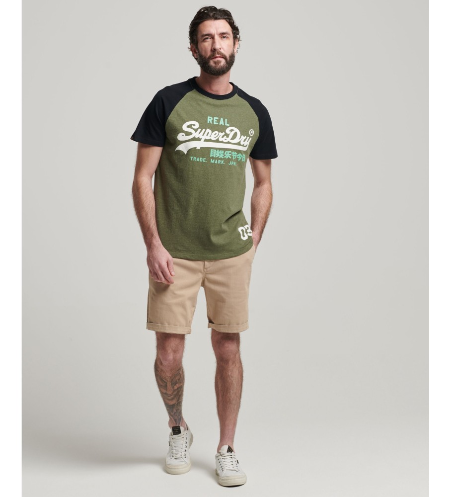 Superdry Camiseta de algodn orgnico mangas ragln y logo Vintage verde