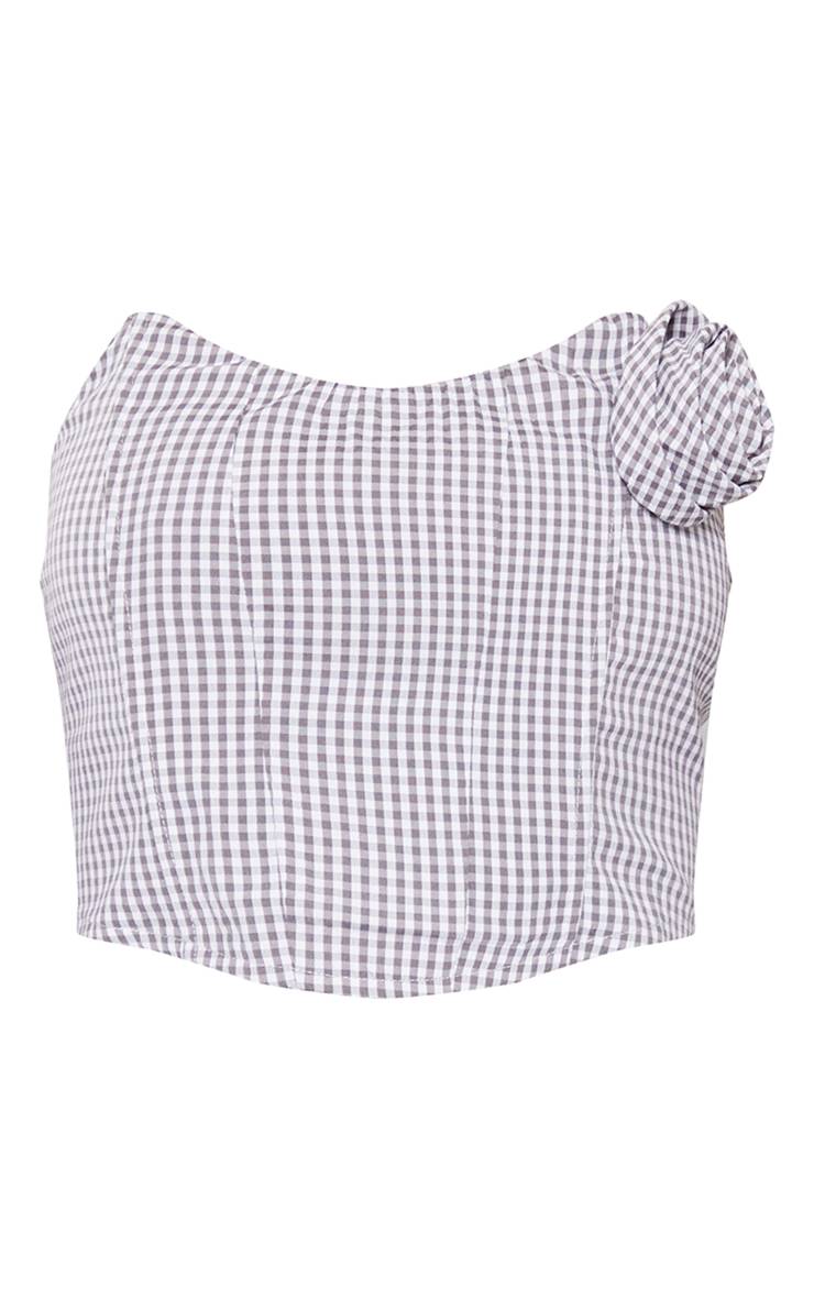 Monochrome Haut Corset À Carreaux Avec Détail Rose Pour Grande Taille