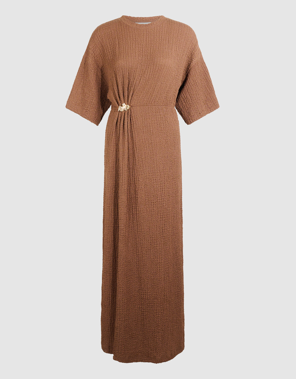 Organic Crinkle Maxi Jurk Bruin