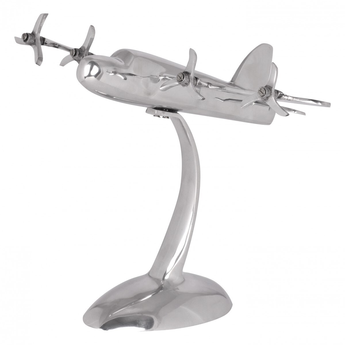 FineBuy Design Deko Flugzeug Propeller aus Aluminium Flieger Farbe Silber