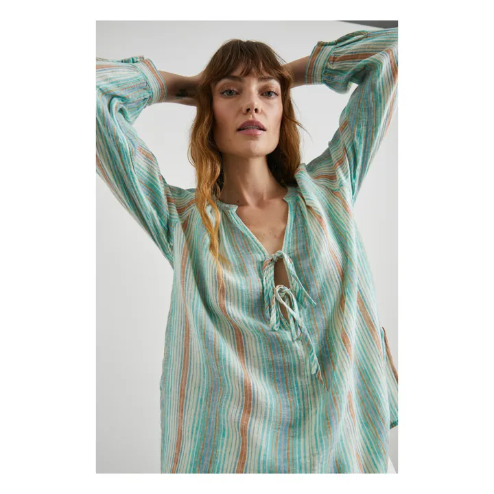 Rails Blouse Brielle Rayures Lin | Vert d'eau