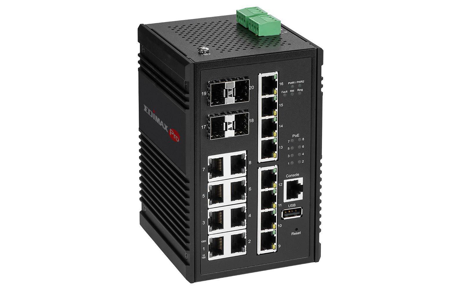 Rail PoE+ Switch IGS-5416P 20 Port<br>Cloud-Managed