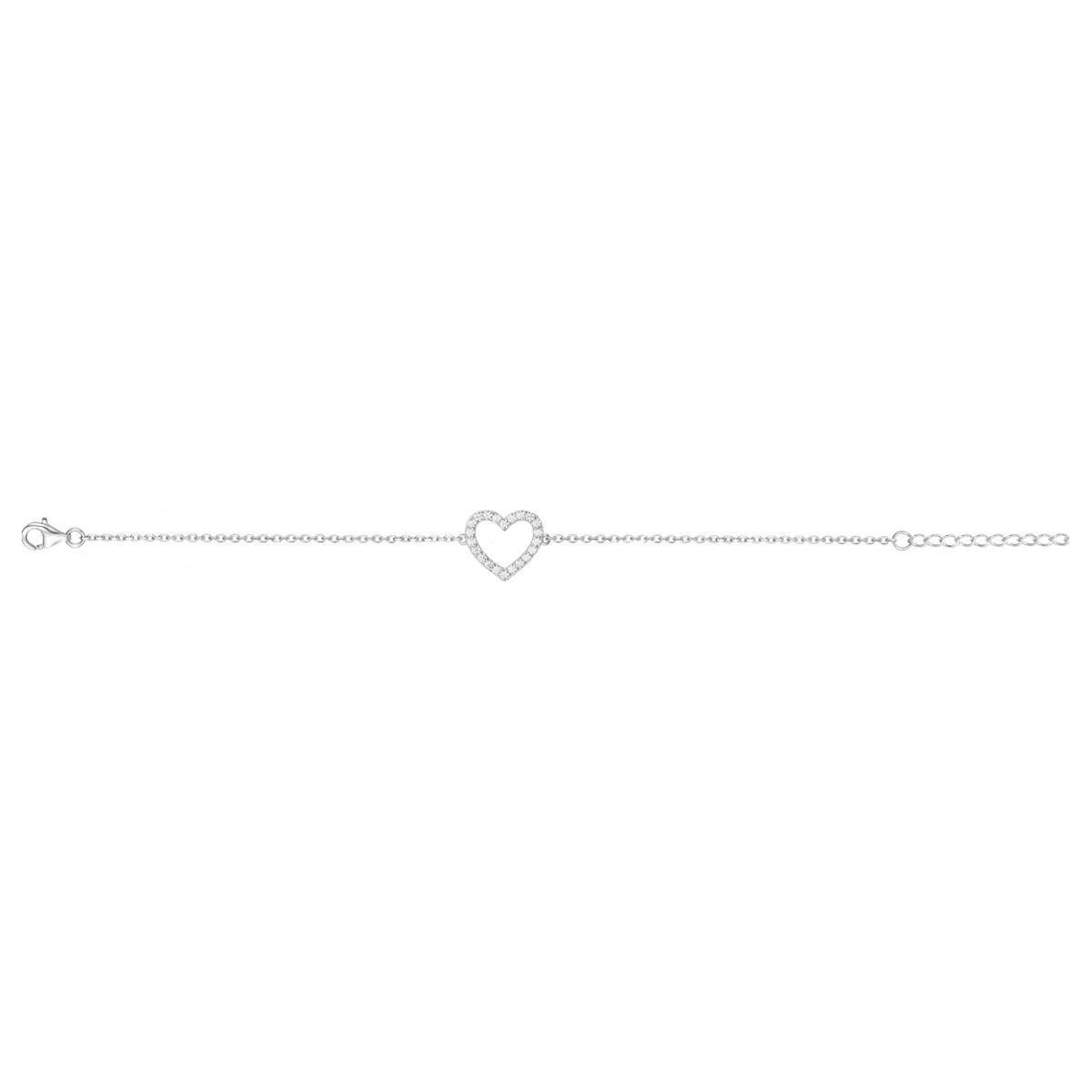 Bracelet souple mono-motif en Argent avec oxyde de zirconium blanc