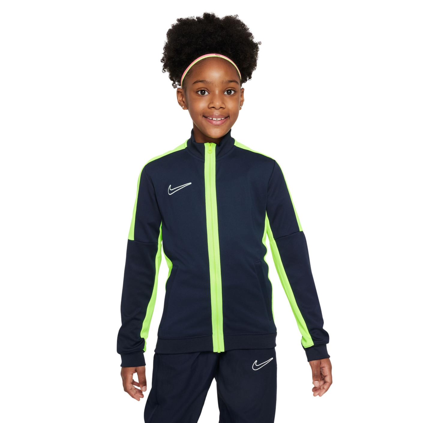 Nike Dri-FIT Academy 23 Full-Zip Trainingspak Kids Donkerblauw Geel Wit