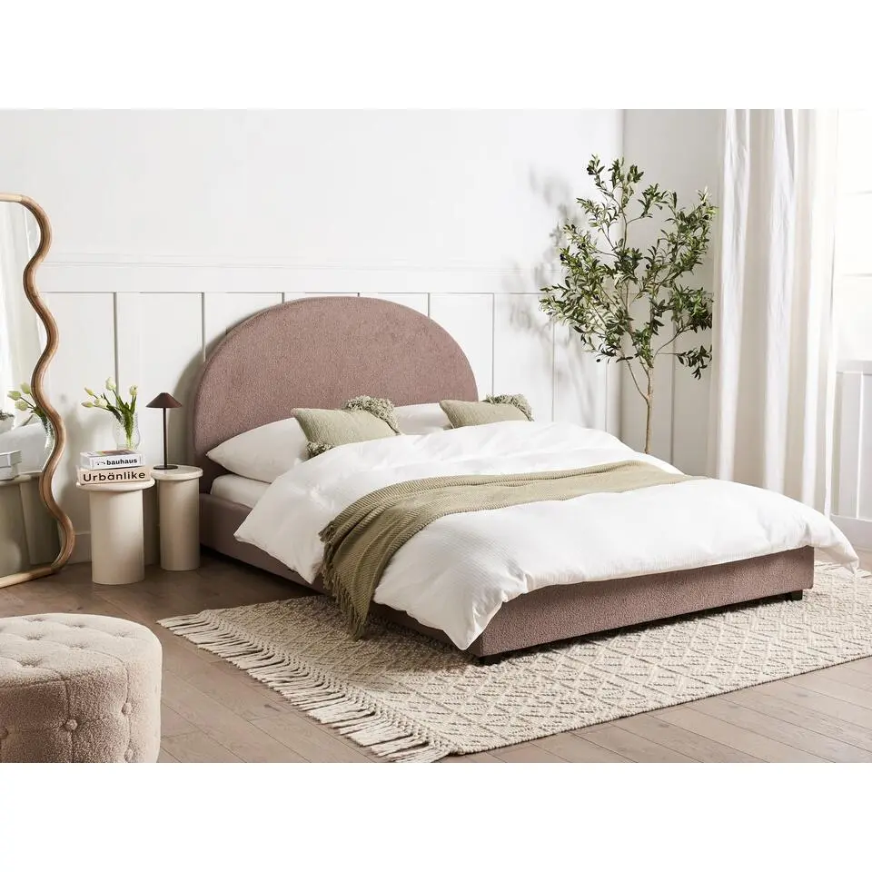 VAUCLUSE - Tweepersoonsbed - Taupe - 140 x 200 cm - Bouclé